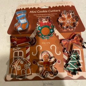 BKLYN Steel Co Christmas Mini Cookie Cutters Set 8 Stainless Steel NEW